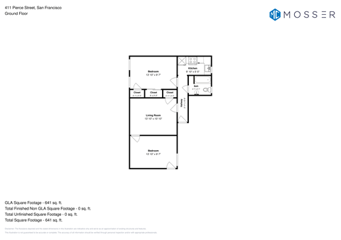 Floor plan for 2 beds, 1 bath